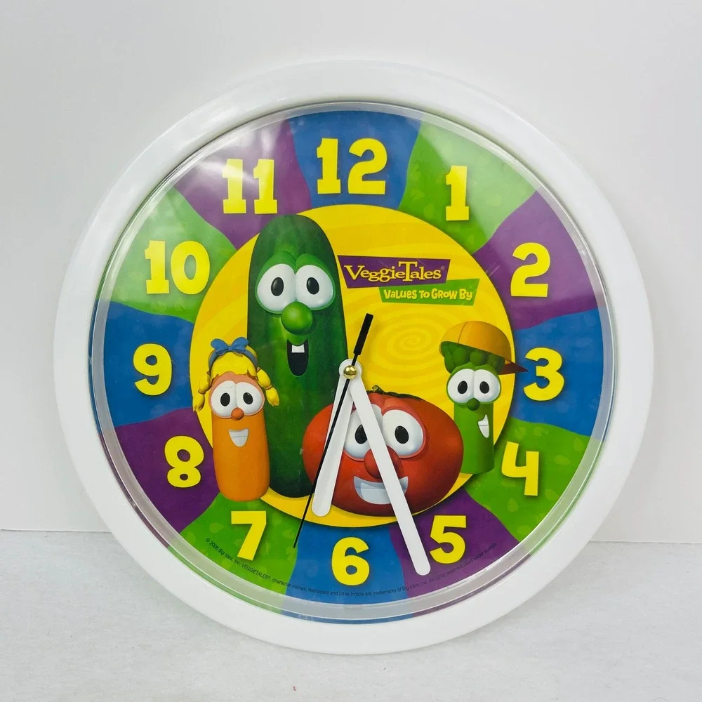 Big Idea VeggieTales Wall Clock Kids Nursery Values To Grow By Multicolor EX